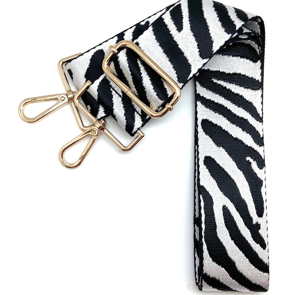 Black White Tiger Print Adjustable Crossbody Bag Purse Guitar Strap